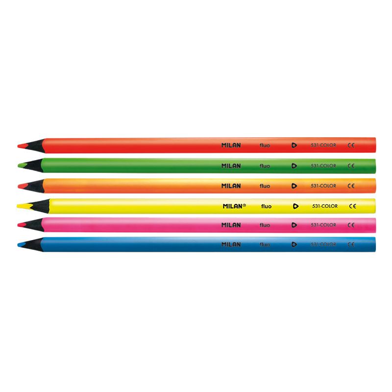 Milan Black Wood Fluo Colour Pencils [6 Pencils]