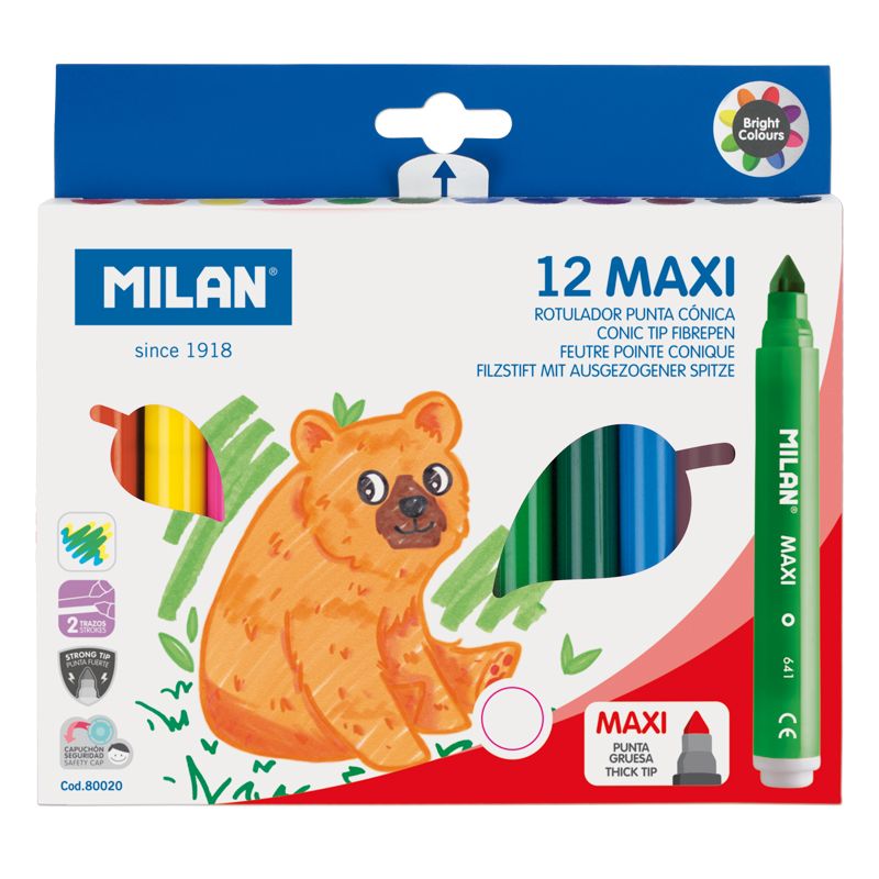 Milan Water-Based Marker Set of 12 - Maxi Tip – Crush