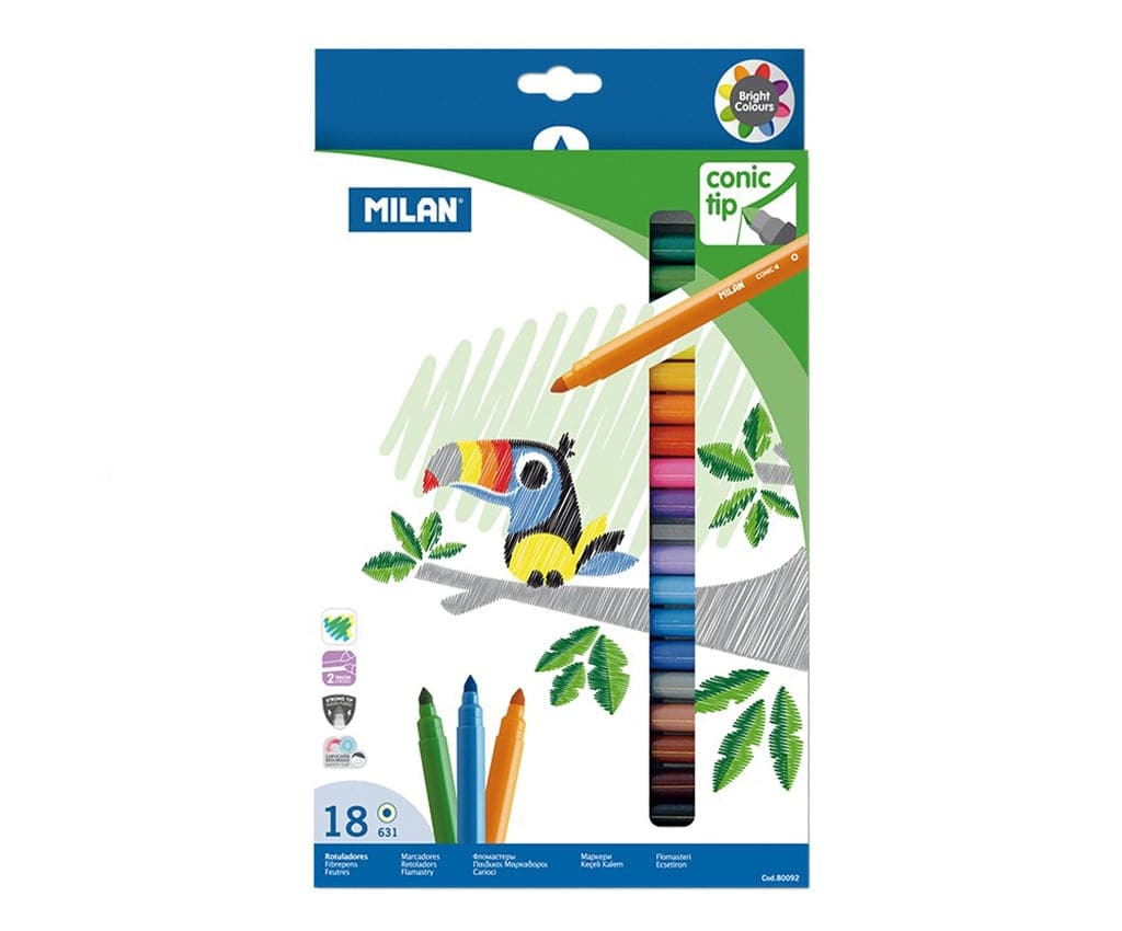 Milan -- 18 Cone-Tipped Water-based Fibrepens
