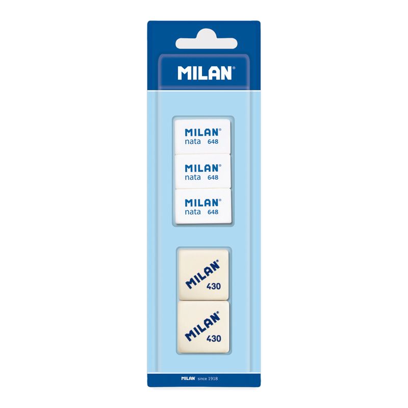 MILAN 2 x Synthetic Erasers 430 + 3 x Nata® Erasers 648