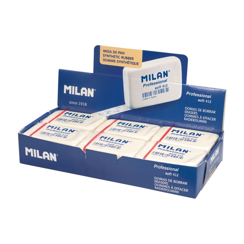 MILAN Box 24 Flexible Soft Synthetic Rubber Eraser (With Carton Sleeve And  Wrapped) Clear