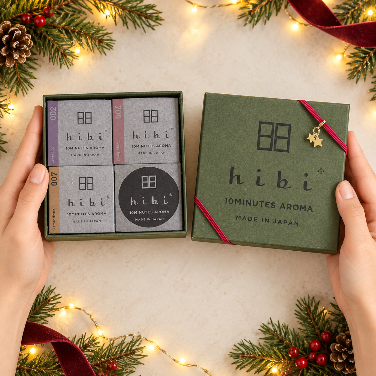 Hibi 10 Minutes Aroma Christmas Gift Box - 3 Boxes and Charm