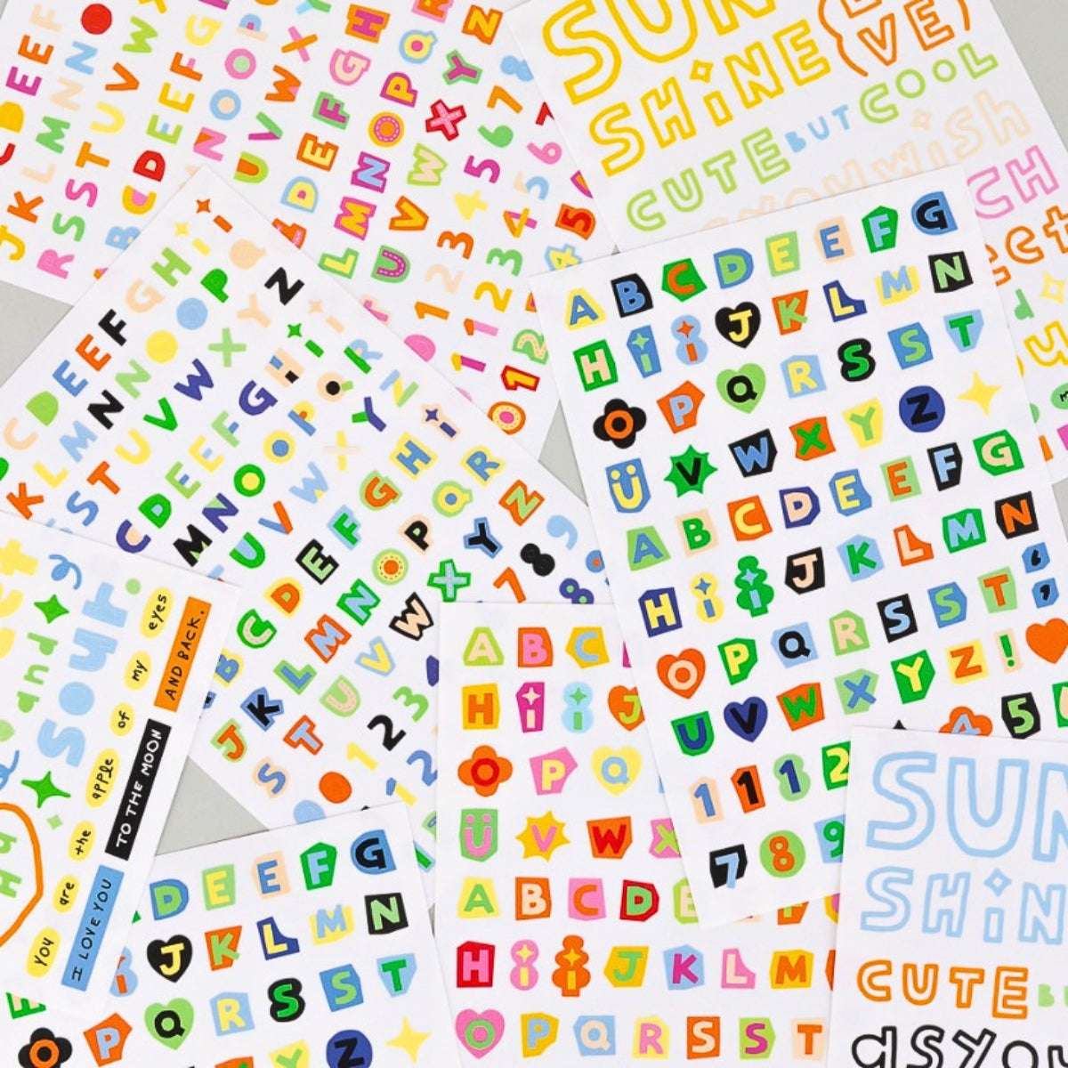 Livework Little Things Cutting Colour Typo Removable Sticker Pack – 8 Sheets