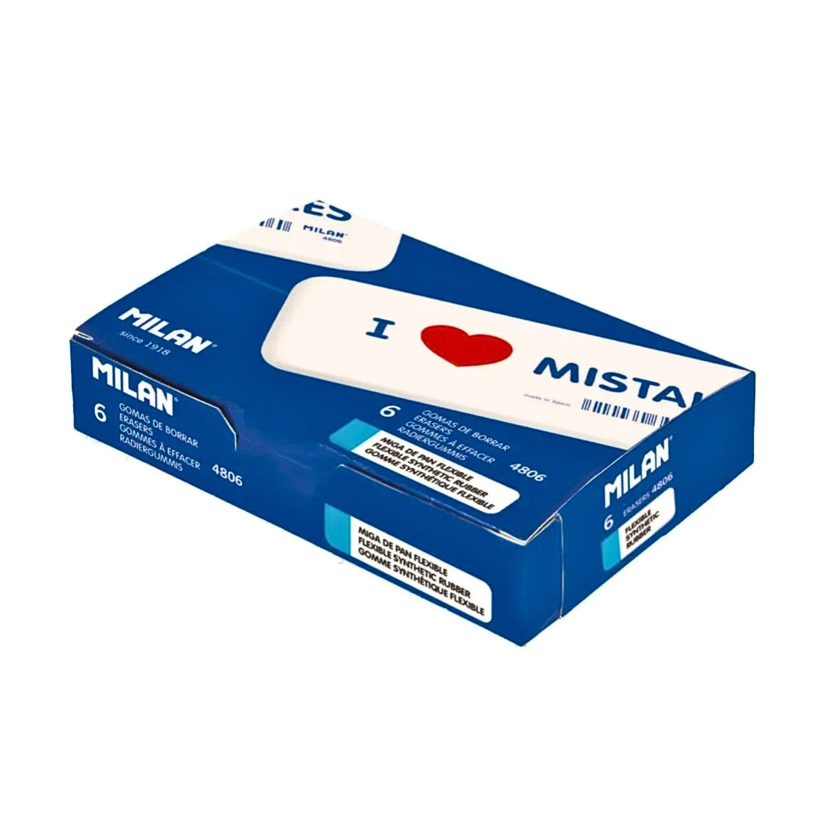Milan 4806 I ❤️ Mistakes Extra-Large Eraser Set (Pack of 6)