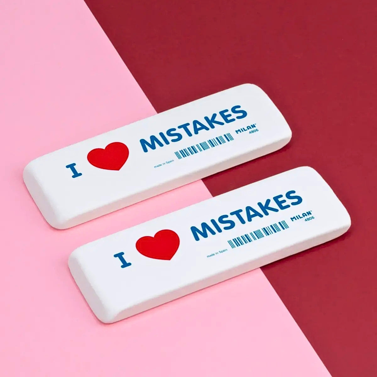 Milan 4806 I ❤️ Mistakes Extra-Large Eraser Set (Pack of 6)