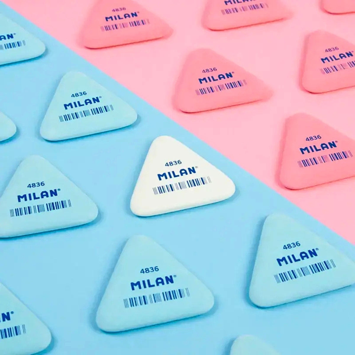 Milan Triangular Soft Synthetic Rubber Eraser 4836 Pink - (Can of 36 Erasers)
