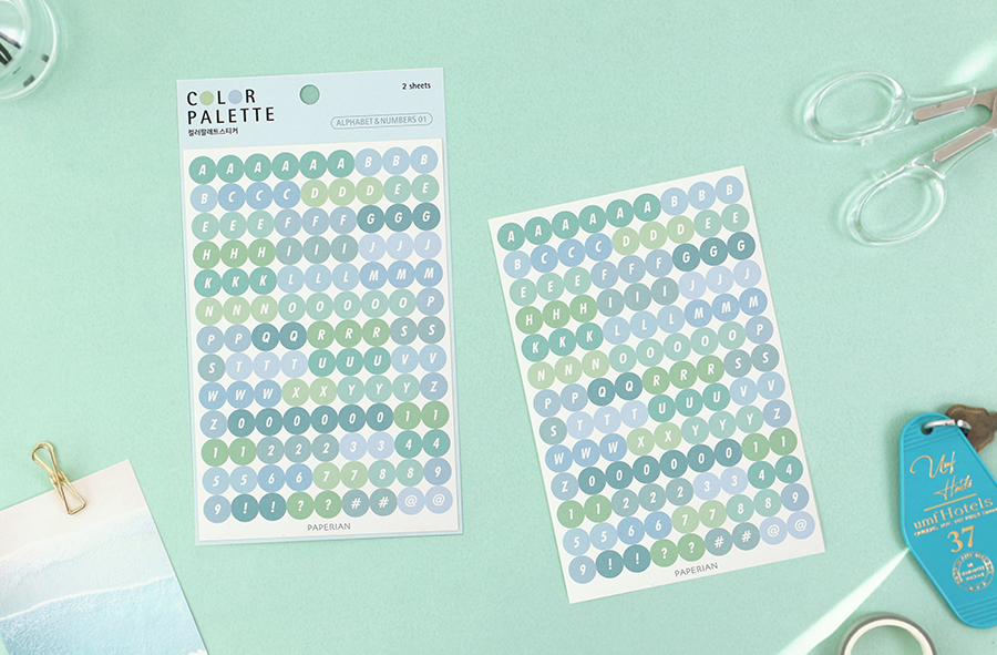 Paperian Colour Palette Stickers - Alphabet & Numbers