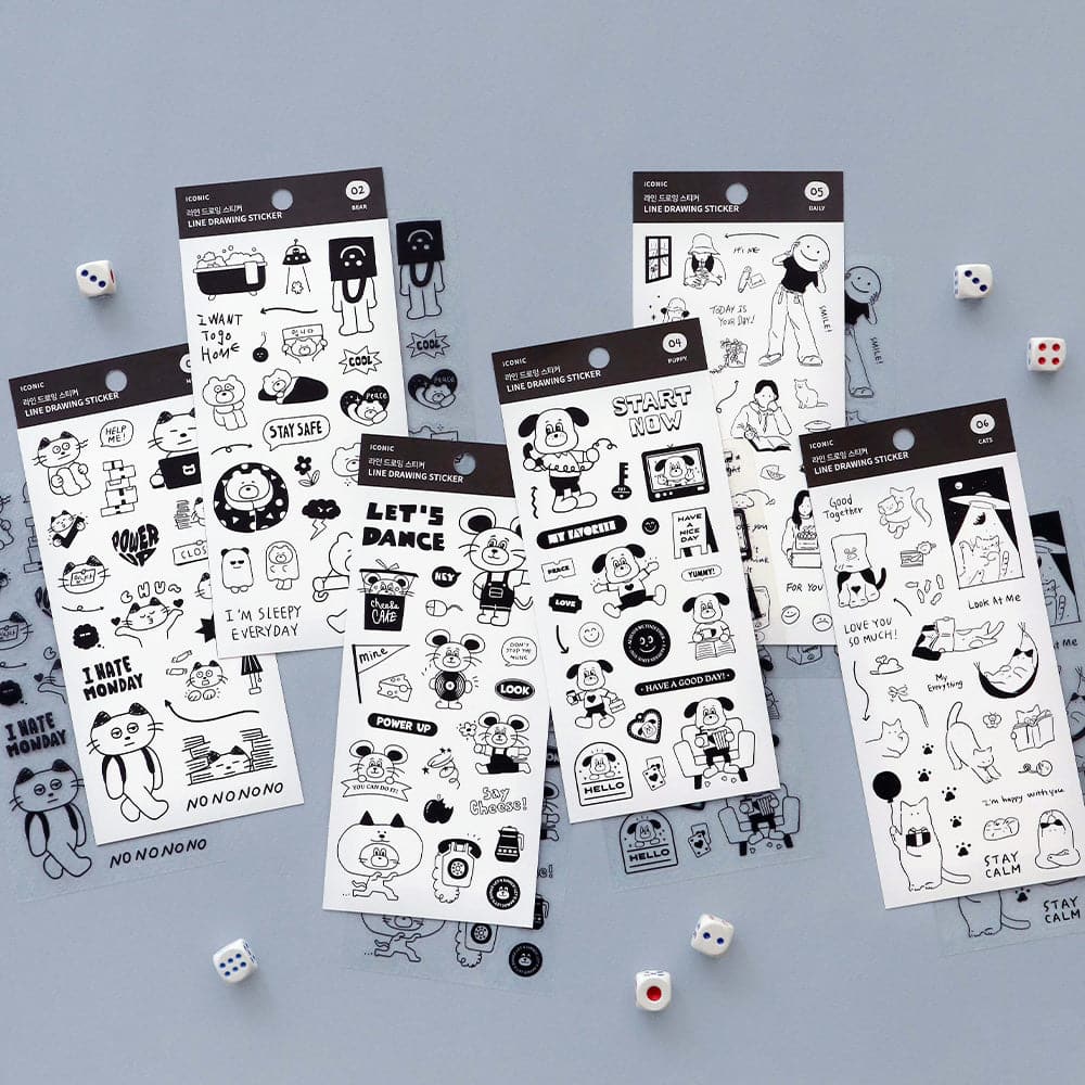 Iconic Line Drawing Planner Stickers