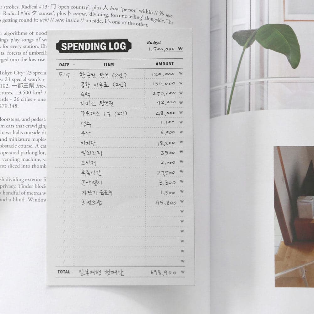 Iconic Sticky Pad - Spending Log