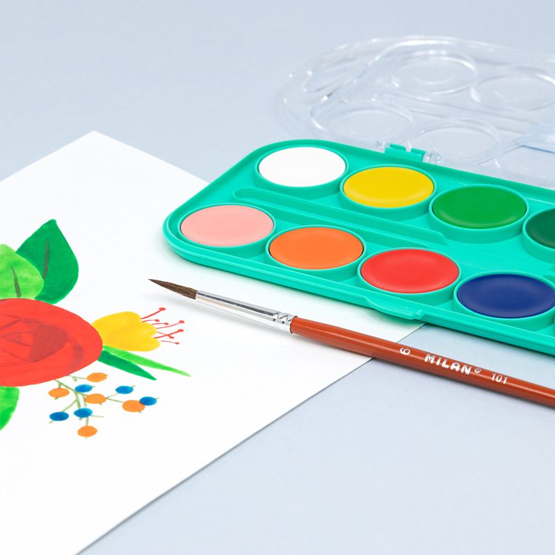 Milan 12 Opaque Colours Watercolour Set + Brush