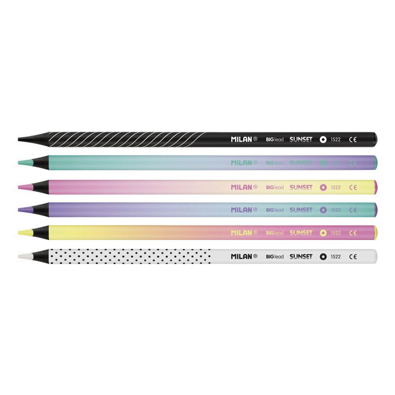 Milan 6 x Round Colour Pencils [Sunset / Black Wood]