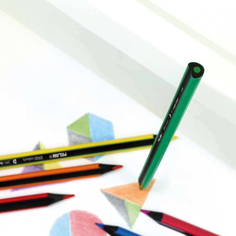 Milan 10 ERGO Black Wood Coloured Pencils + Sharpener