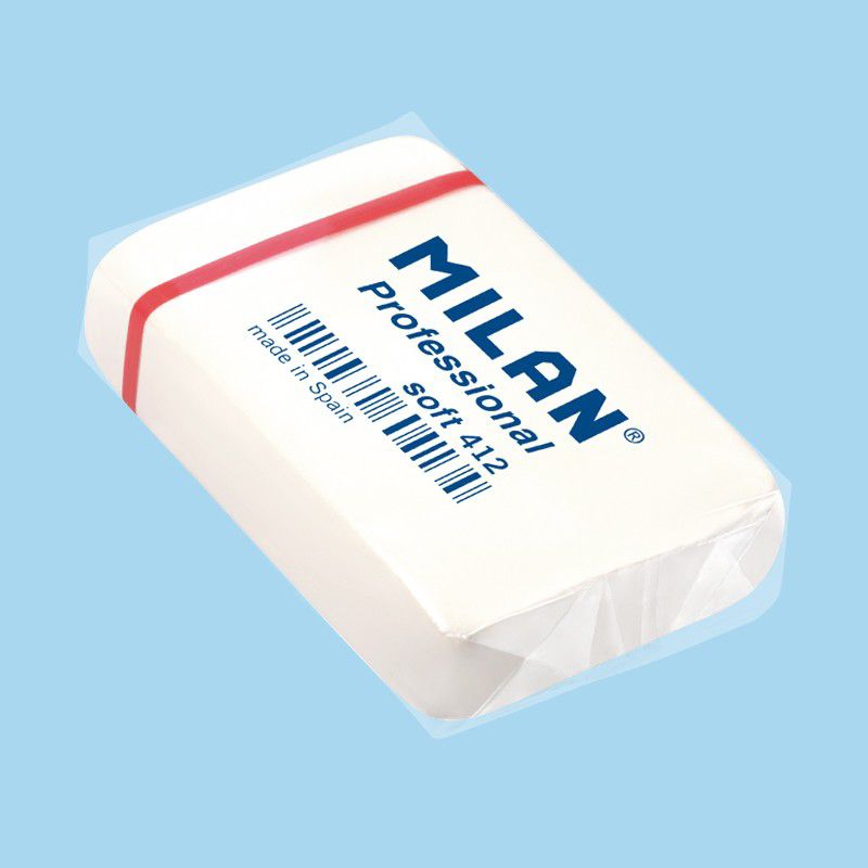 MILAN Professional Soft 412 White Erasers [Pack of 2]