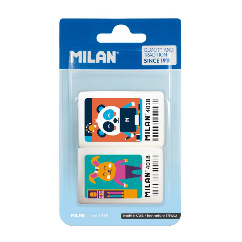 Milan Blister Pack Synthetic Erasers 4018 [Pack of 2]