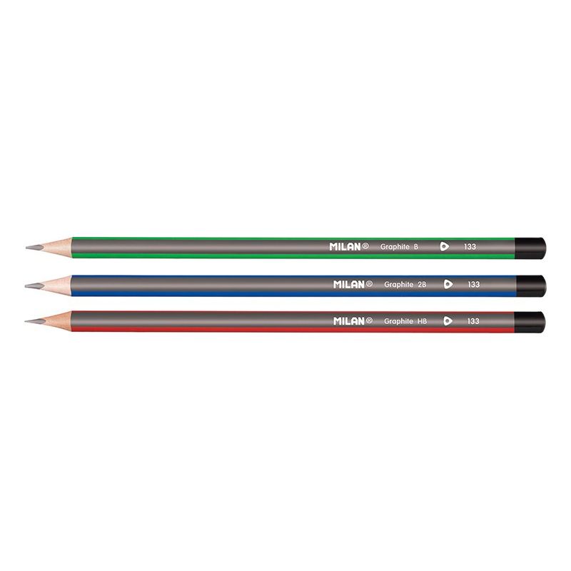 Milan Graphite Pencil Set with 430 Eraser – HB, B & 2B Leads