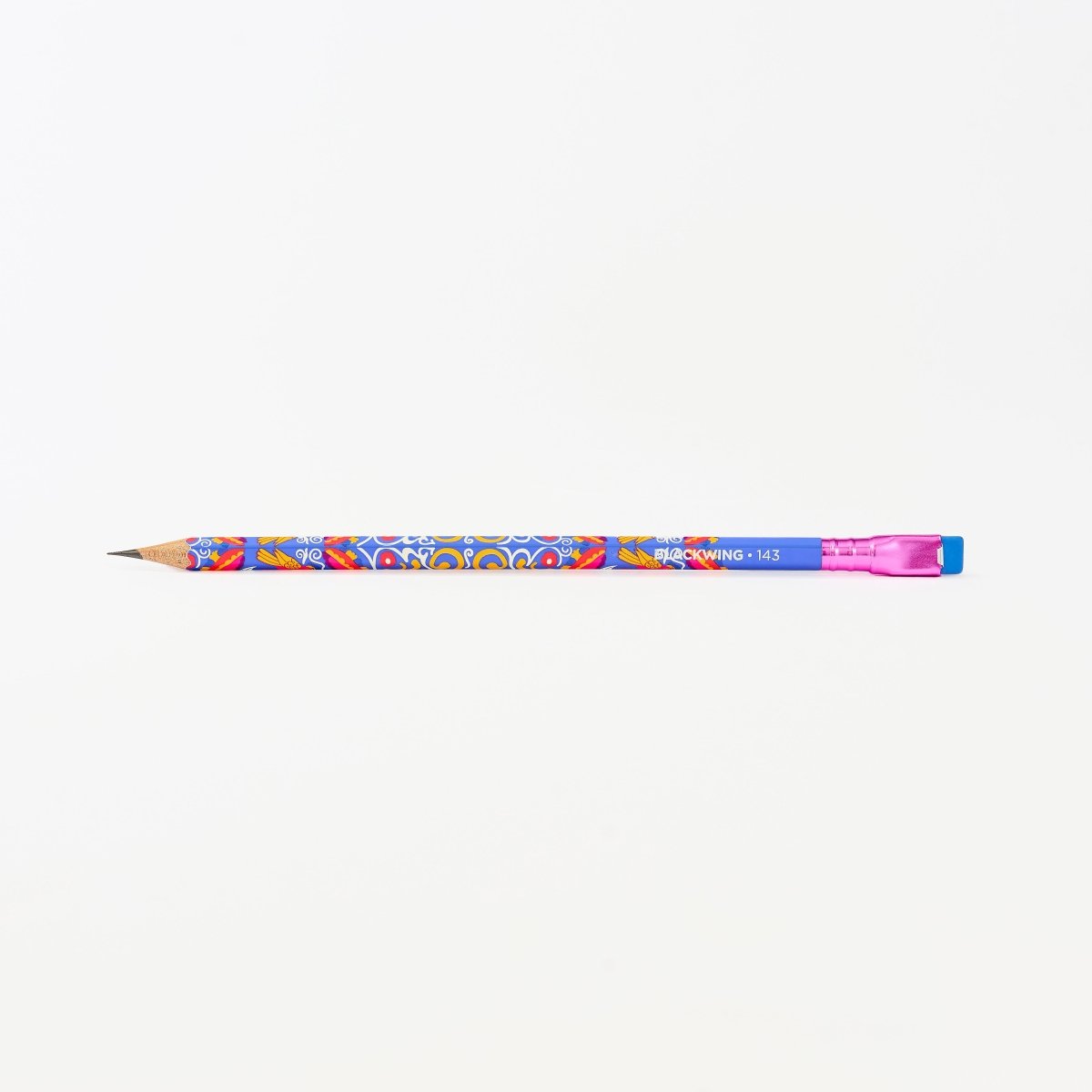 Blackwing Volume 143 Frida Kahlo pencil with blue floral barrel and pink ferrule