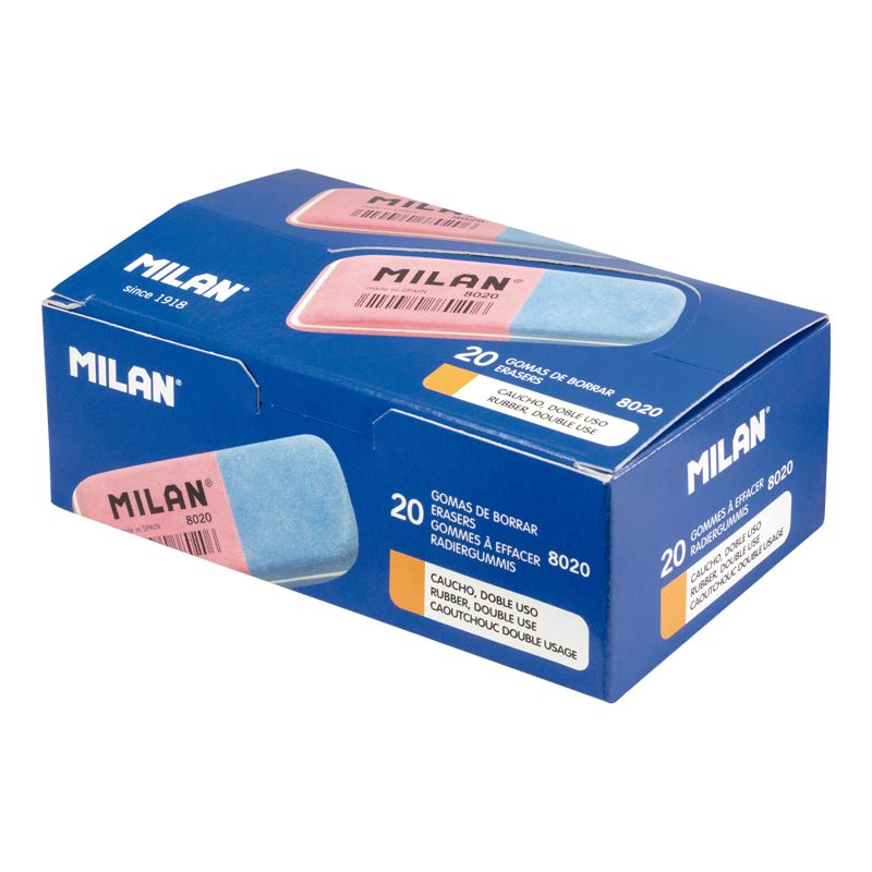 Milan Double-use Bevelled Erasers 8020 [Box of 20]