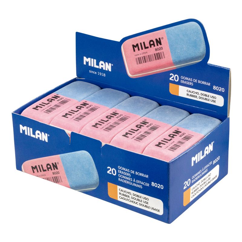 Milan Double-use Bevelled Erasers 8020 [Box of 20]
