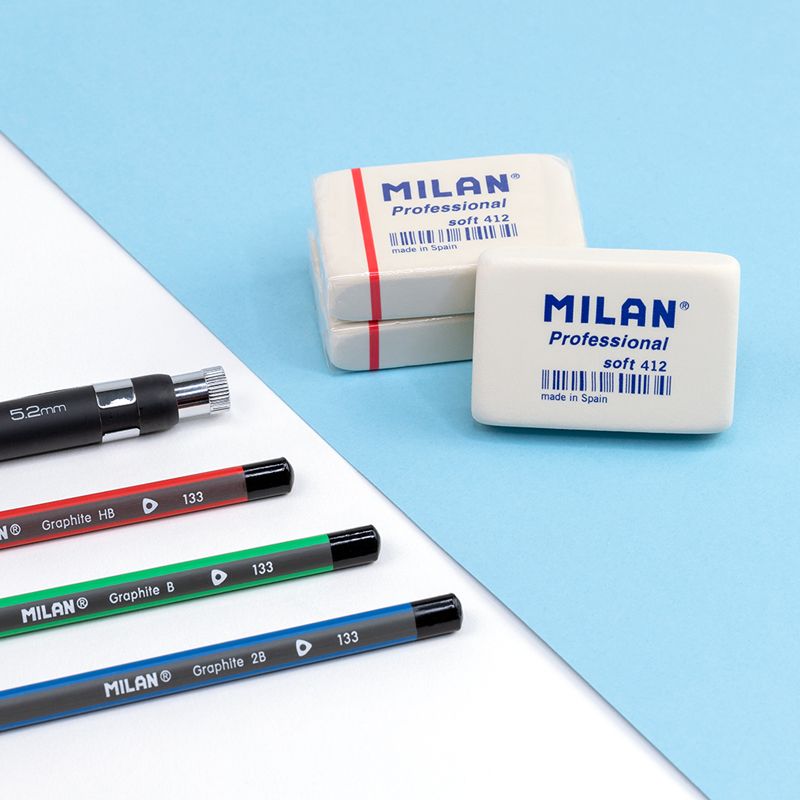 MILAN Professional Soft 412 White Erasers [Pack of 2]