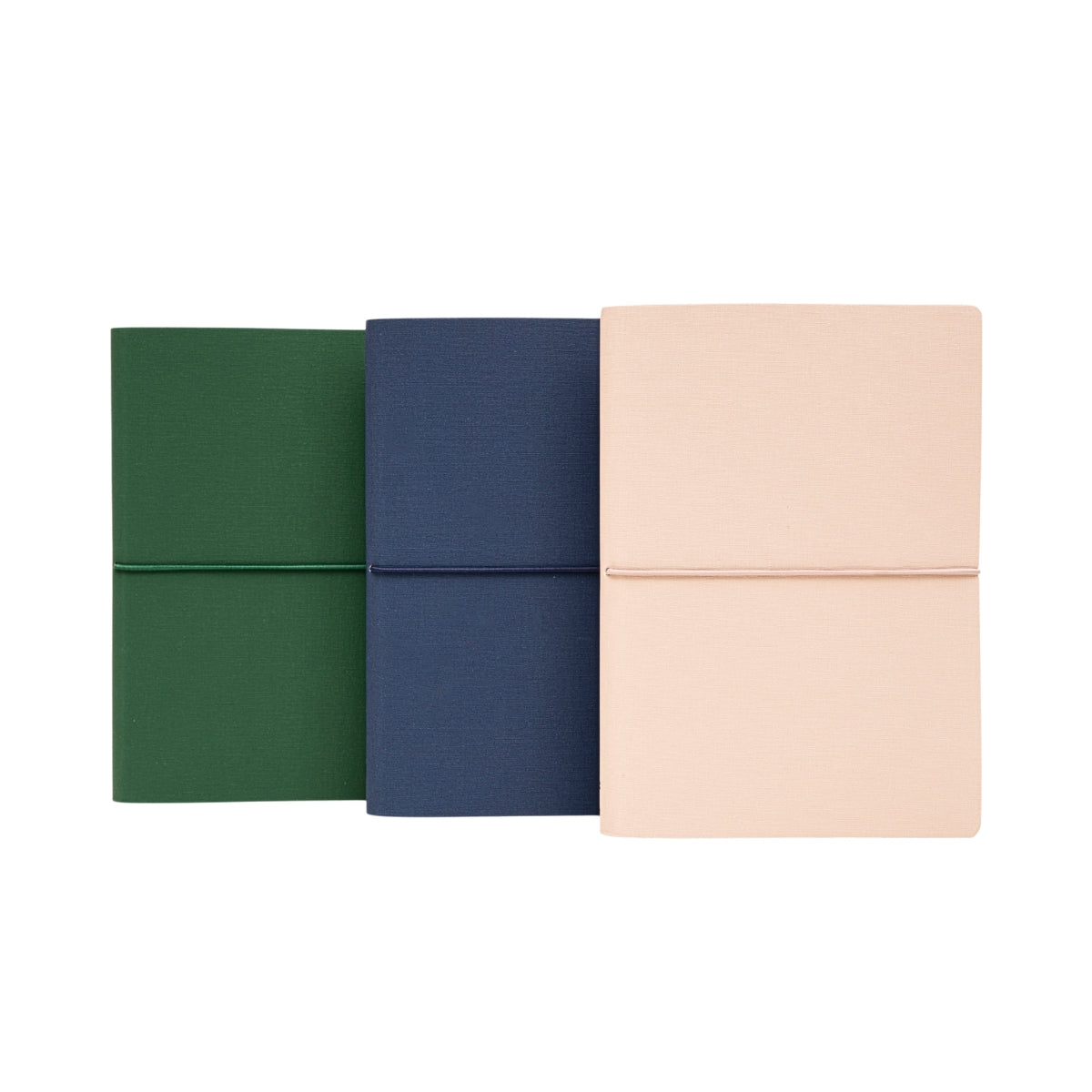 Ciak CANVAS lined paper notebook 15x21cm variants in green, navy and beige with minimalist covers.