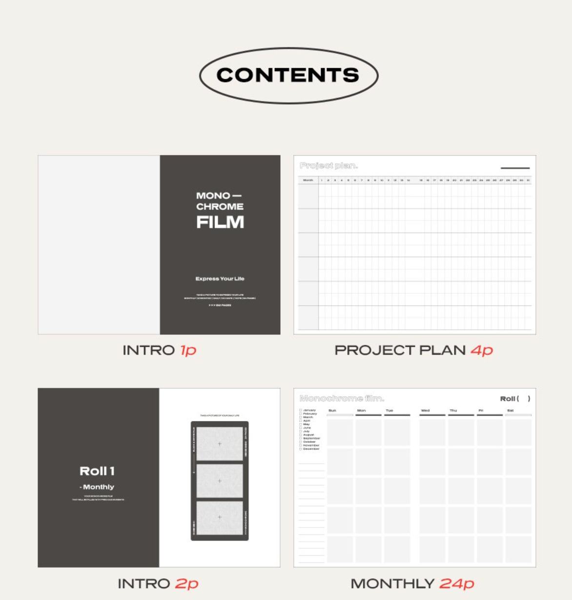 Iconic Monochrome Undated Planner [12 Months]