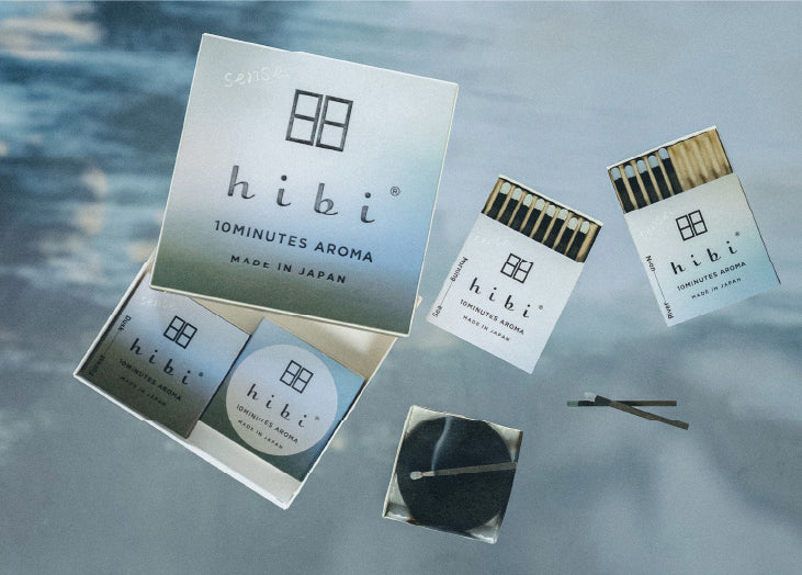 hibi sense. gift box with Sea, River and Forest incense match boxes and exclusive mat