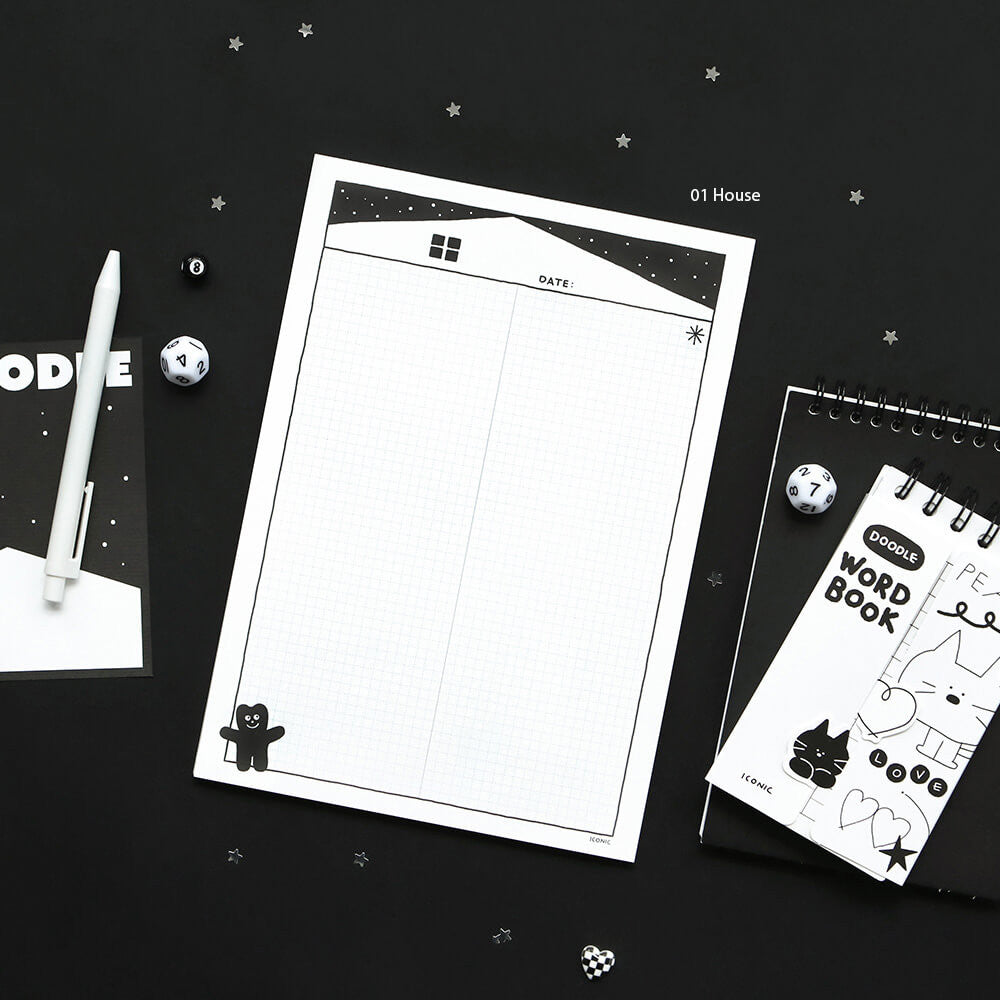 Iconic B5 Doodle Grid Notepad