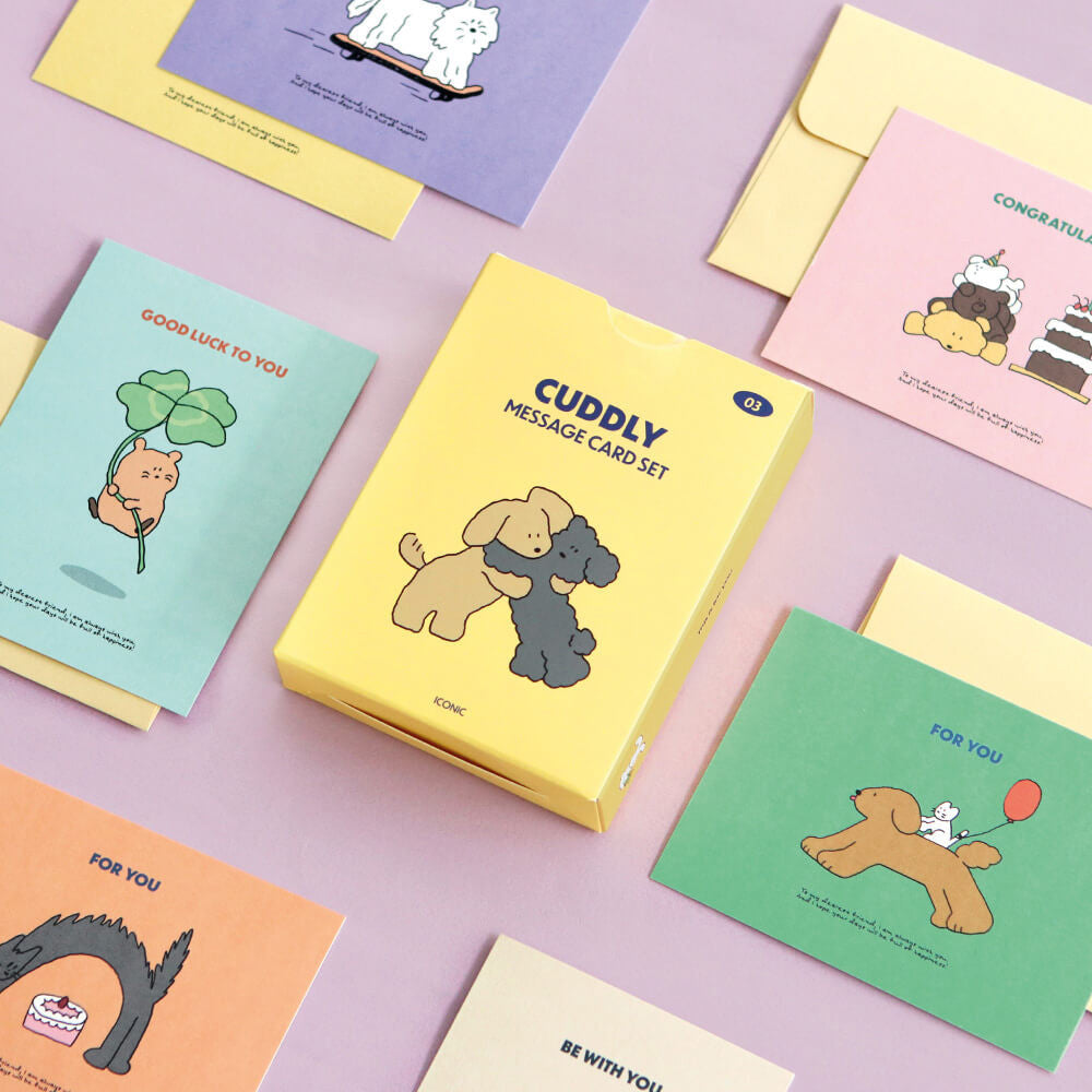 Iconic Cuddly Message Card Set – 24 Adorable Blank Cards
