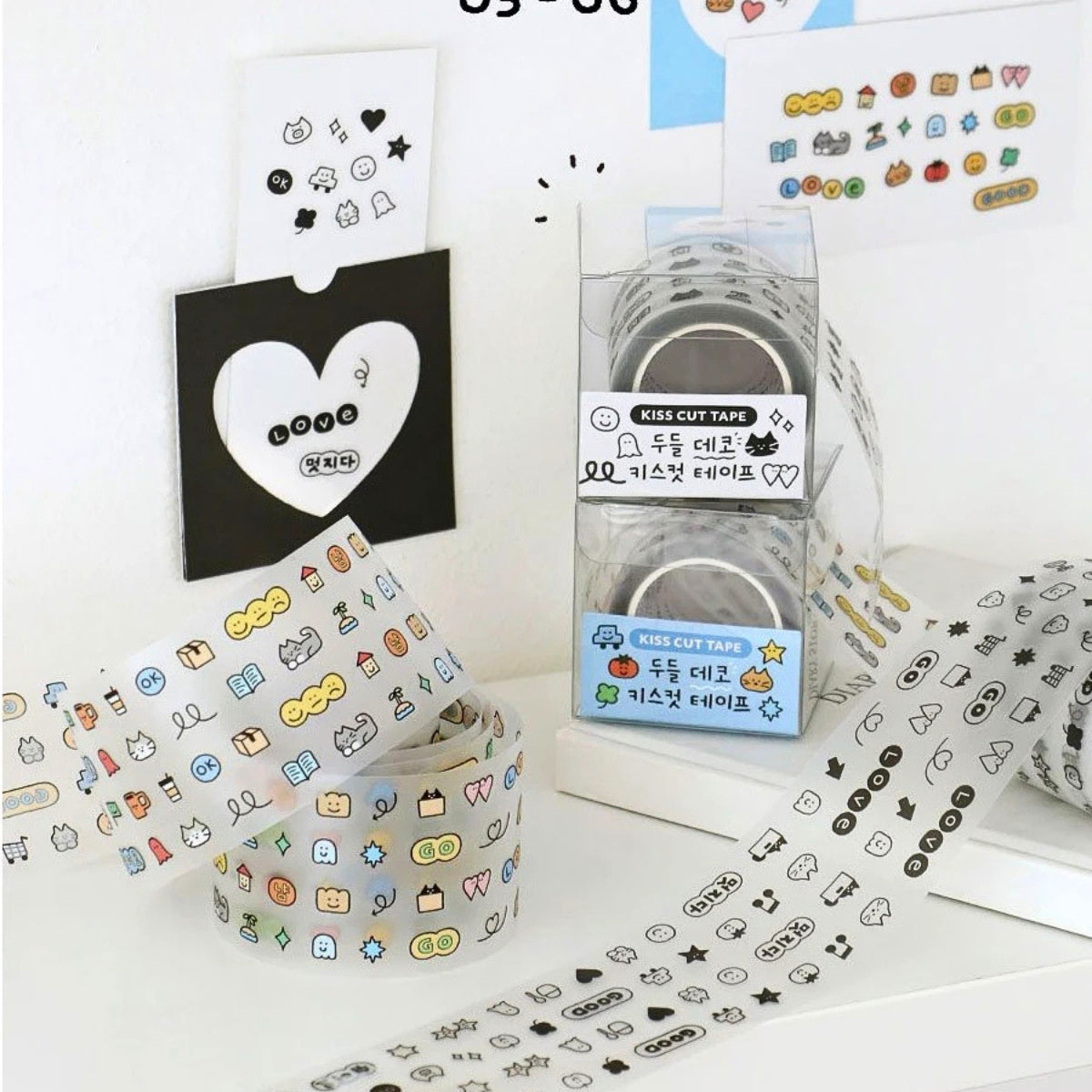 Iconic Doodle Kiss Cut Deco Transparent Sticker Tape Roll