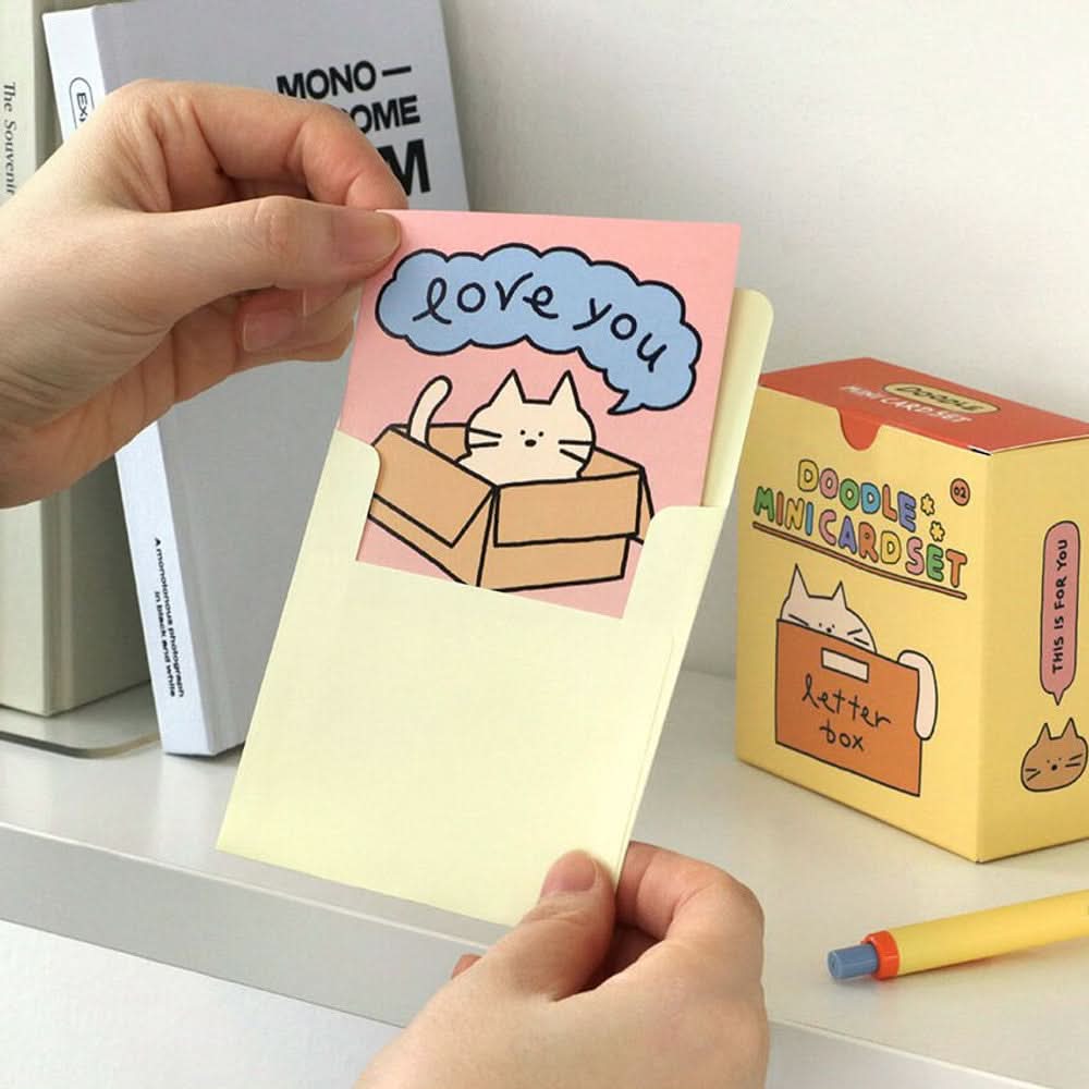 Iconic Doodle Mini Card Set – 24 Cute Mini Note Cards