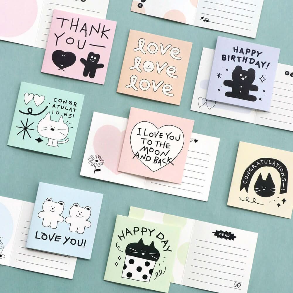 Iconic Doodle Mini Card Set – 24 Cute Mini Note Cards