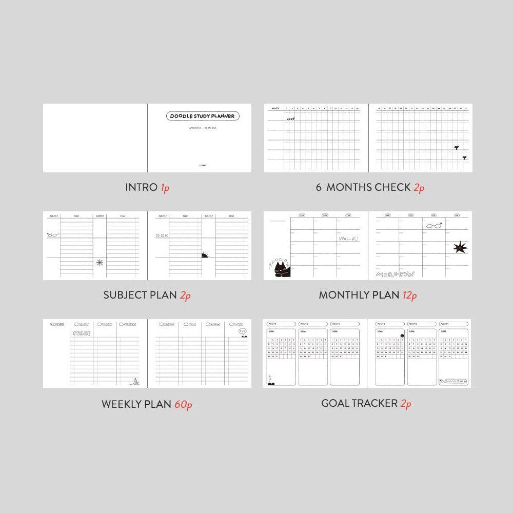 Iconic Doodle 6 Months Study Planner
