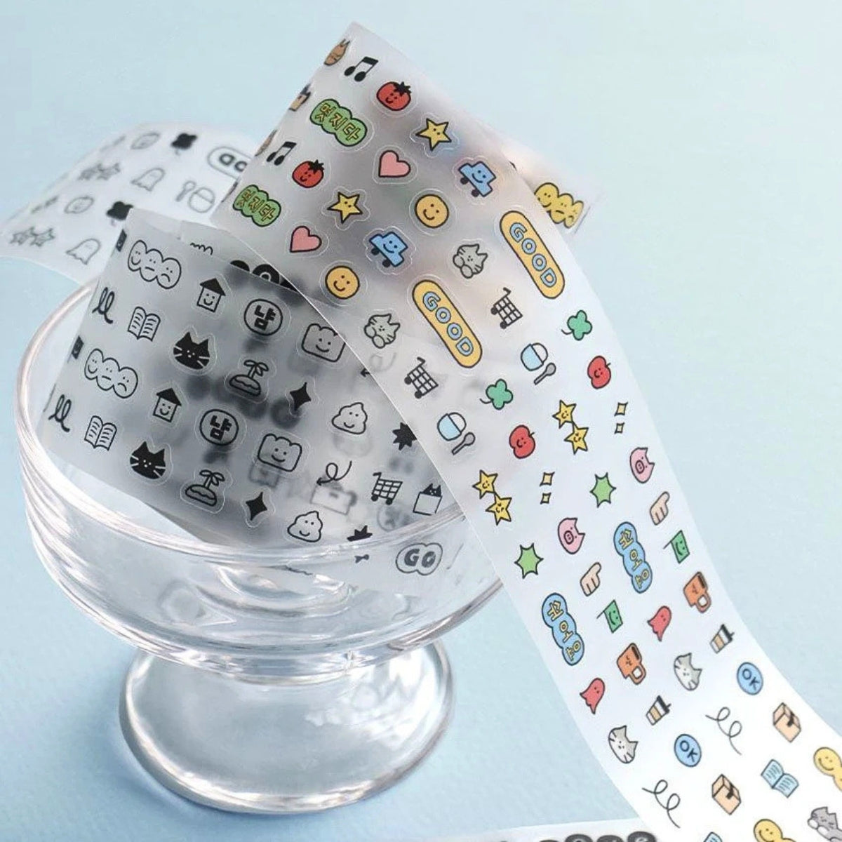 Iconic Doodle Kiss Cut Deco Transparent Sticker Tape Roll