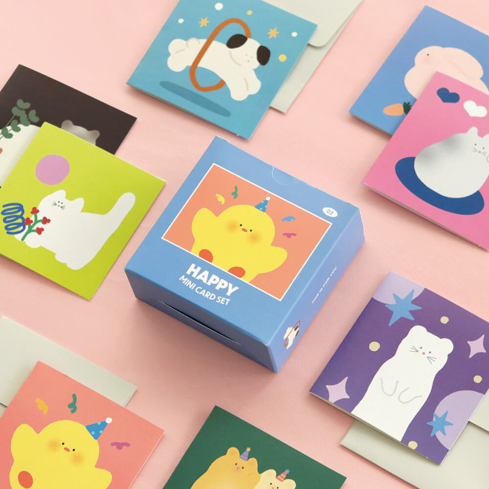Iconic Happy Mini Card Set – 24 Assorted Blank Cards