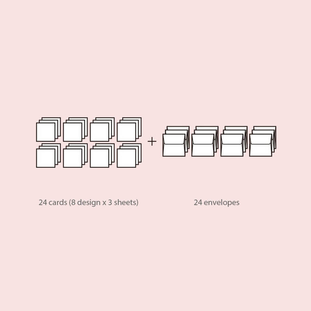 Iconic Happy Mini Card Set – 24 Assorted Blank Cards