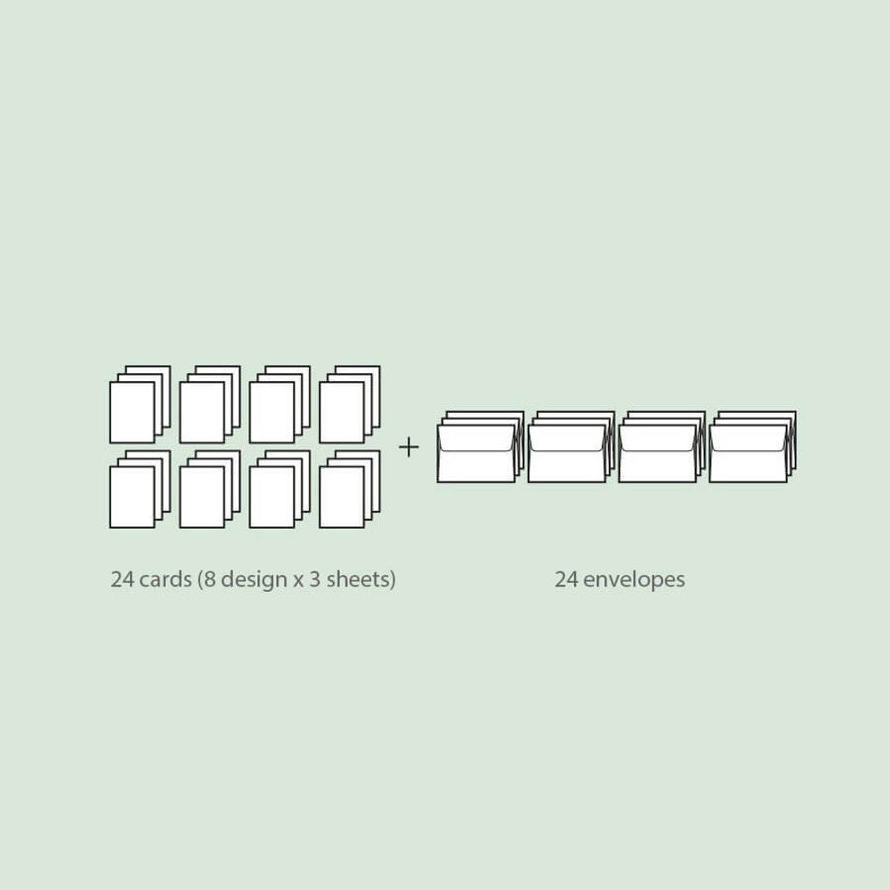 Iconic Haru Message Card Set – 24 Elegant Message Cards