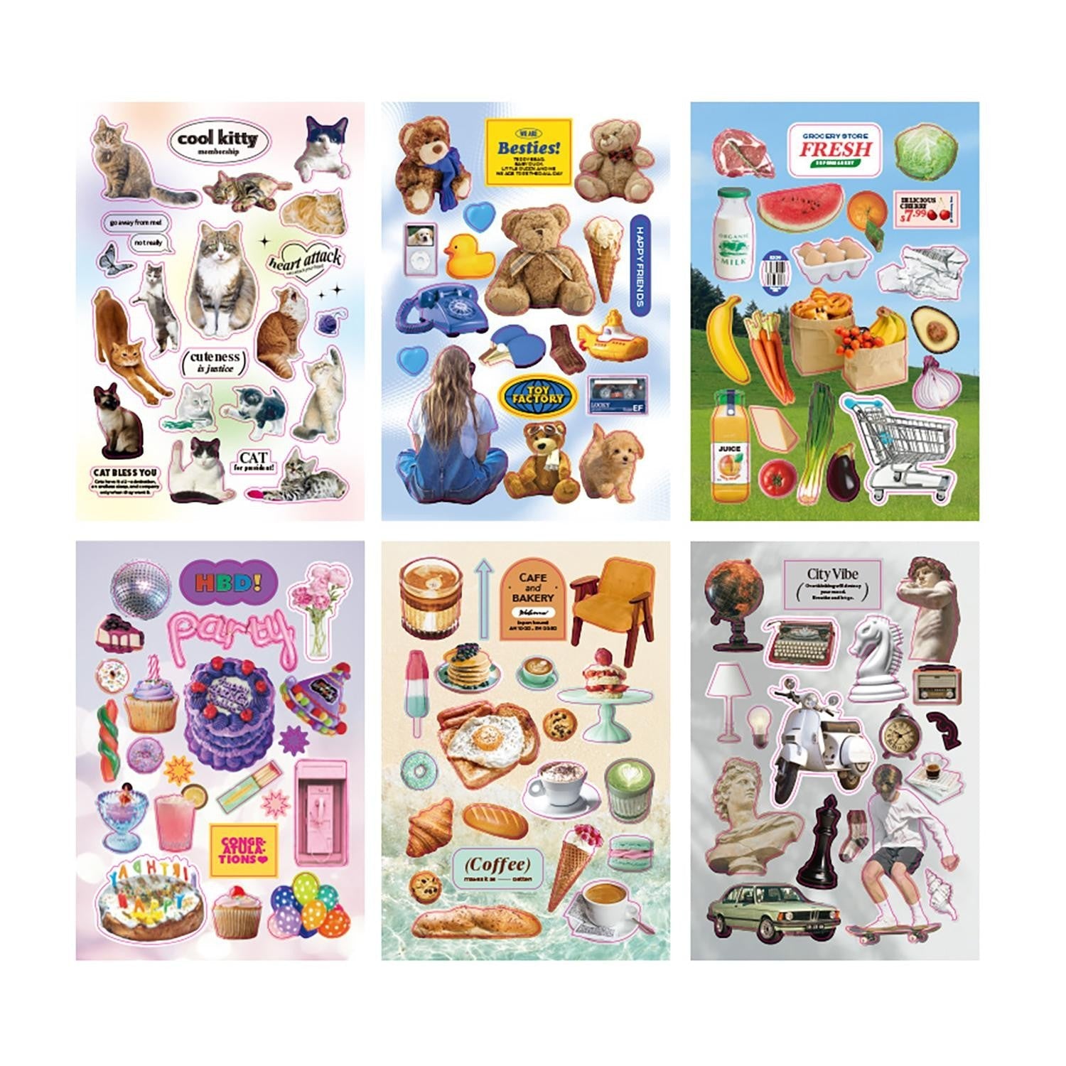 Iconic Just Object Removable Sticker Pack - (6 Sheets)