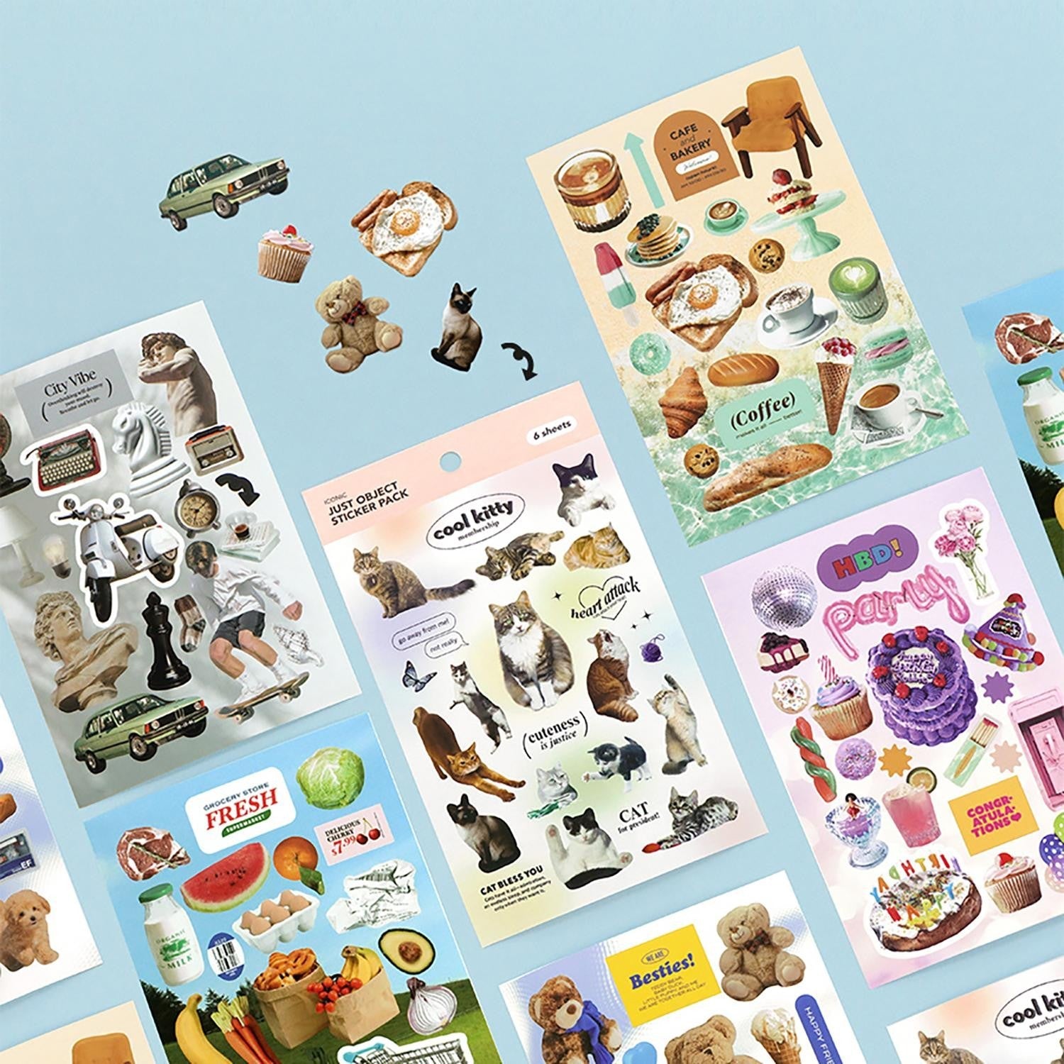 Iconic Just Object Removable Sticker Pack - (6 Sheets)