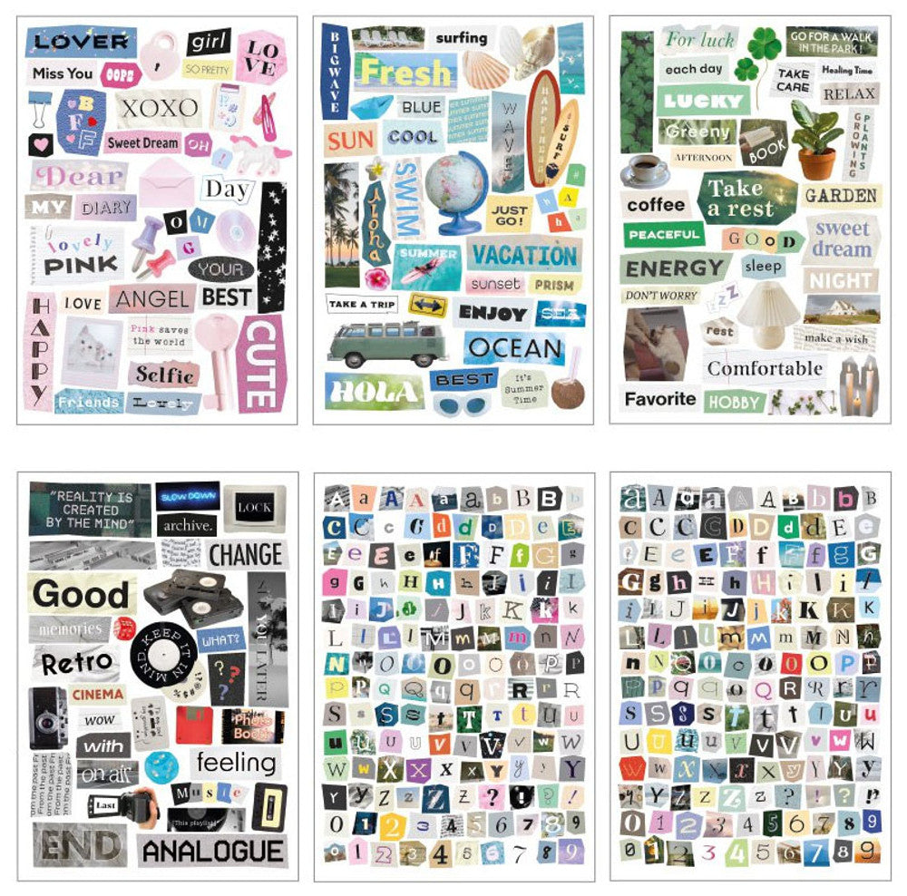 Iconic Magazine Collage Removable Sticker Set - (6 Sheets)