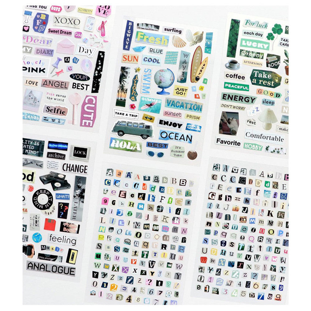 Iconic Magazine Collage Removable Sticker Set - (6 Sheets)