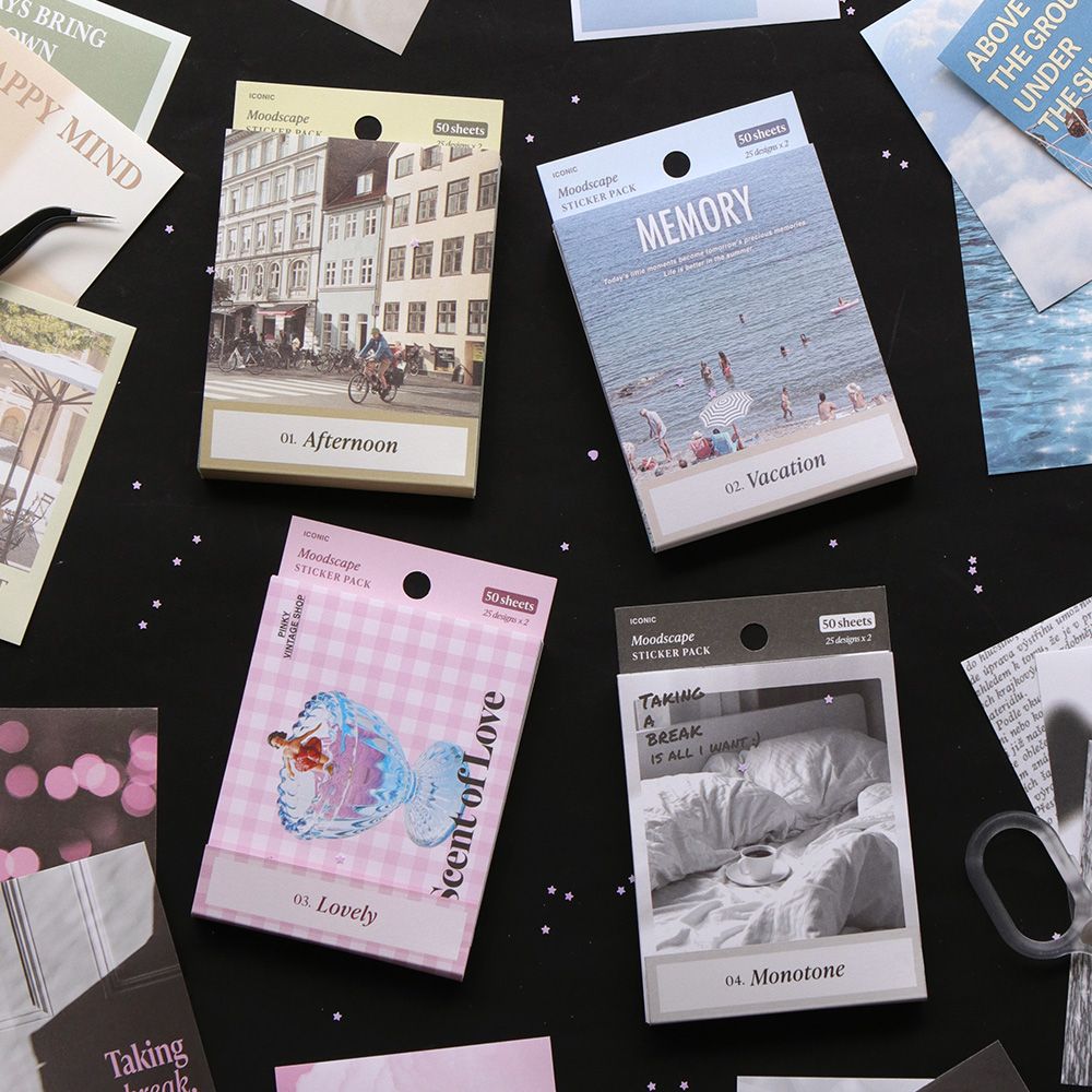 Iconic Moodscape Background Sticker Pack - (50 Sheets)