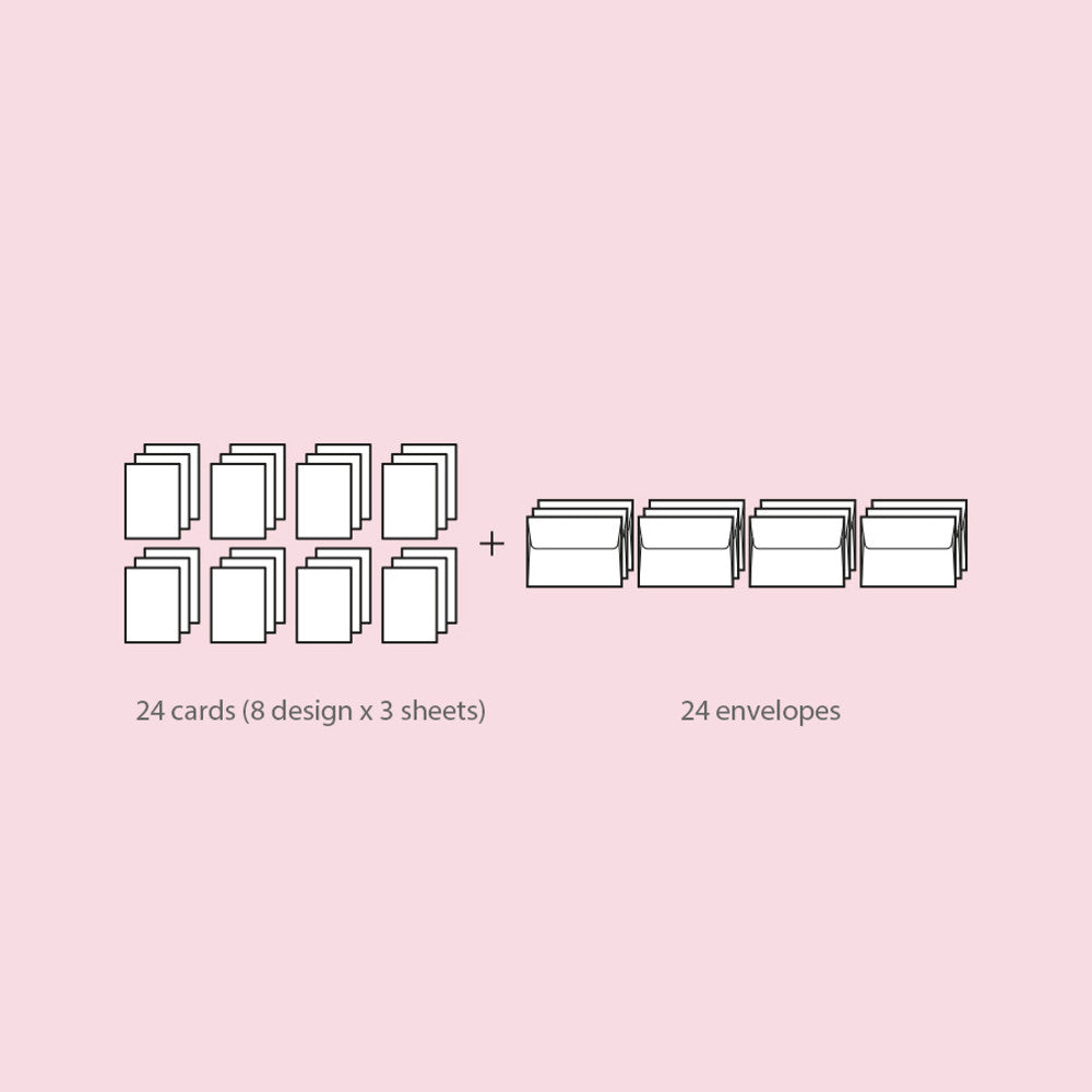Iconic Moodscape Message Card Set – 24 Charming Note Cards