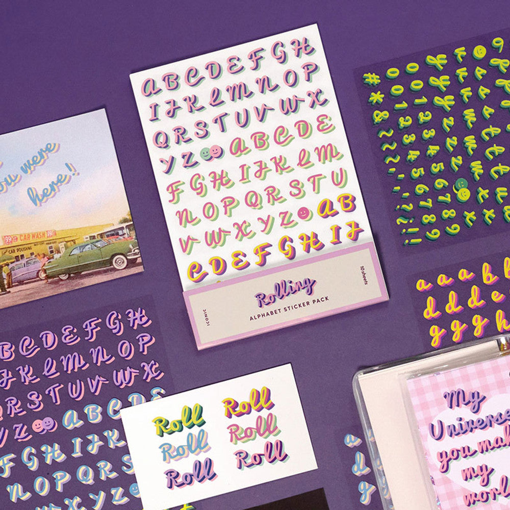 Iconic Rolling Alphabet Sticker Pack - (10 Sheets)