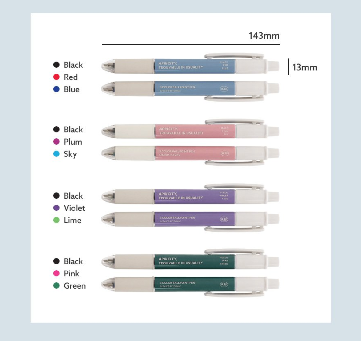 Iconic Smooth 3 Colour Pen 0.38mm