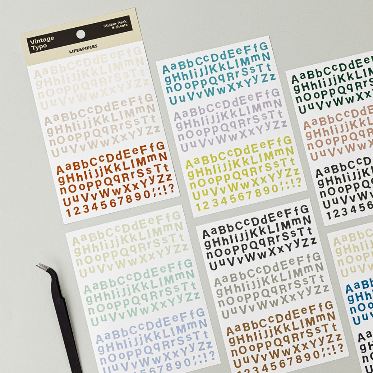 Livework LIFE & PIECES Vintage Typo Sticker Set