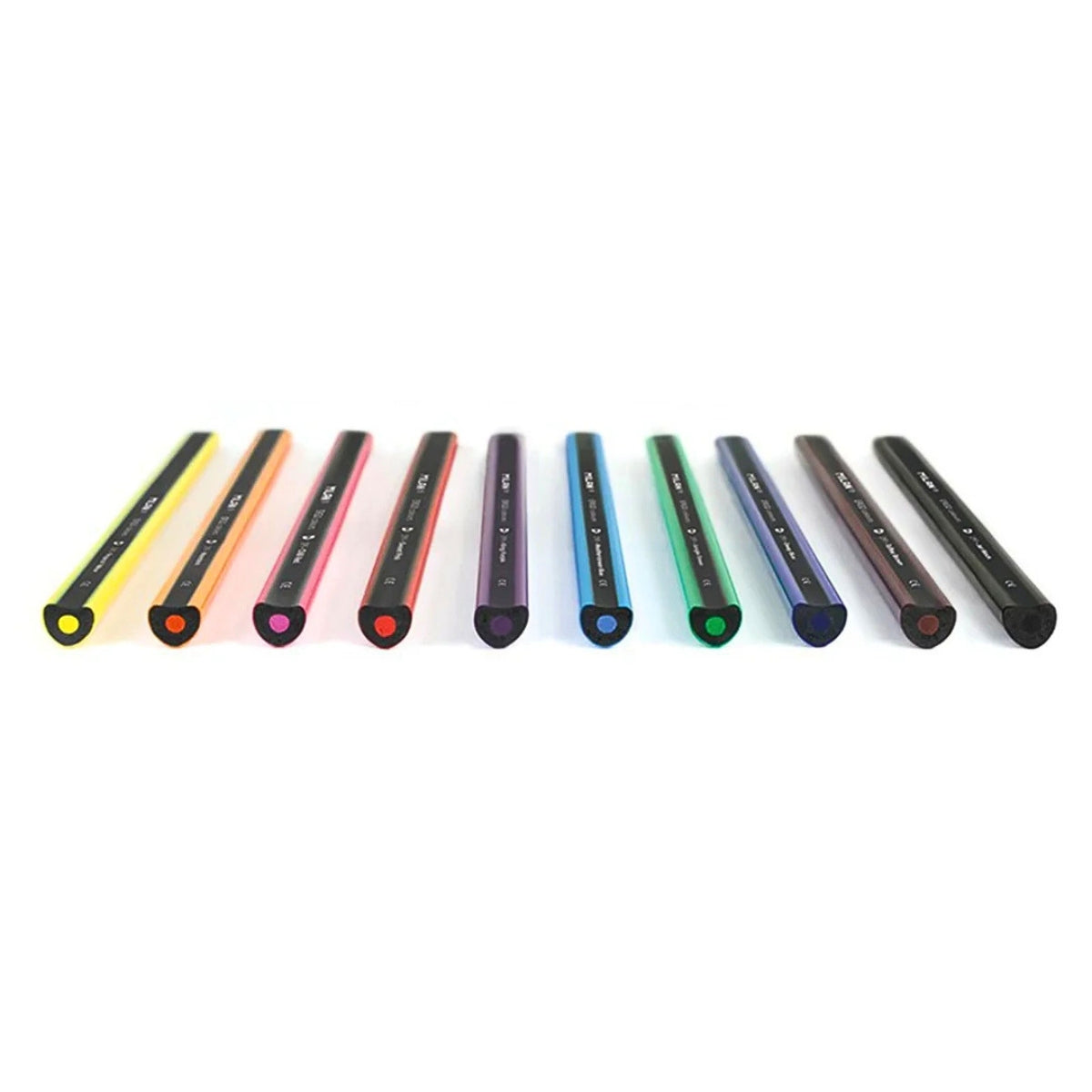 Milan 10 ERGO Black Wood Coloured Pencils With Sharpener Set