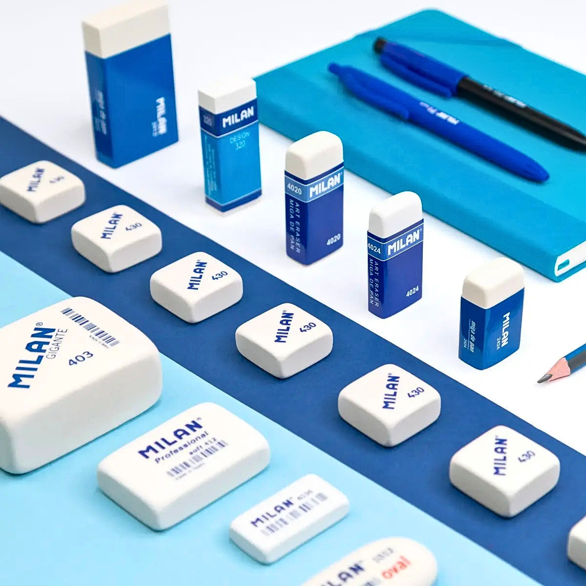 Milan 412 Professional Soft White Erasers Set
