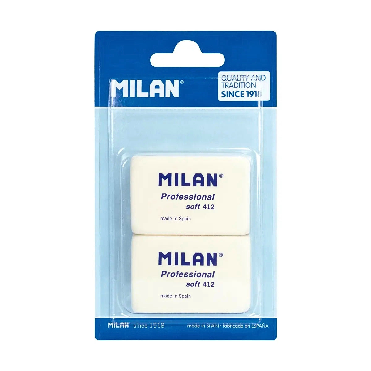 Milan 412 Professional Soft White Erasers Set