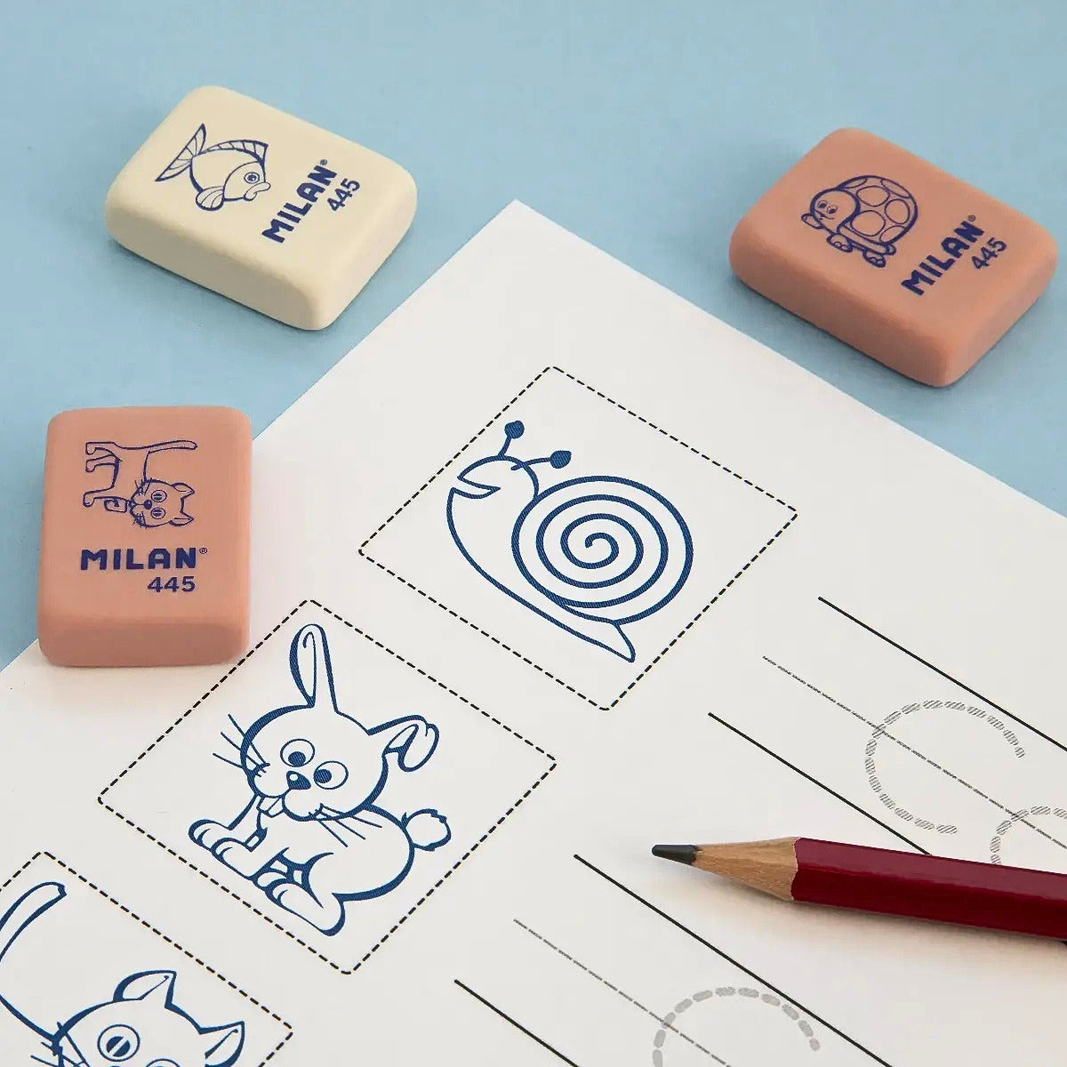 Milan 445 Cute Animal Design Erasers Set