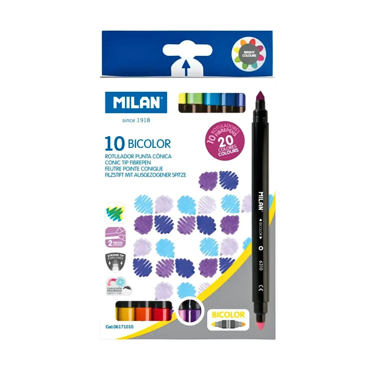 Milan Bicolour Conical Tip Fibrepens Set (20 Colours)